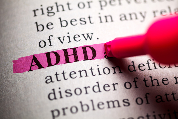 ADHD highlighted in dictionary